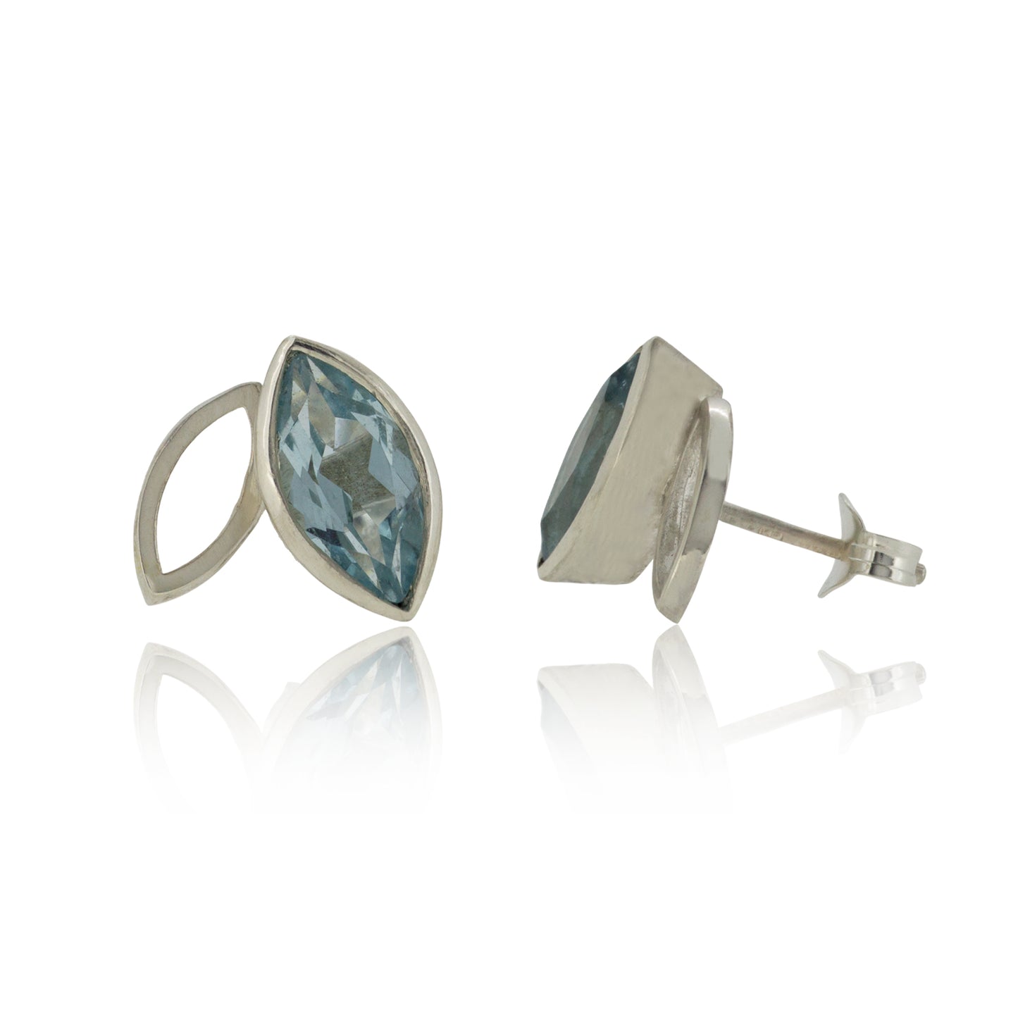 Facet line earrings with sky blue topaz