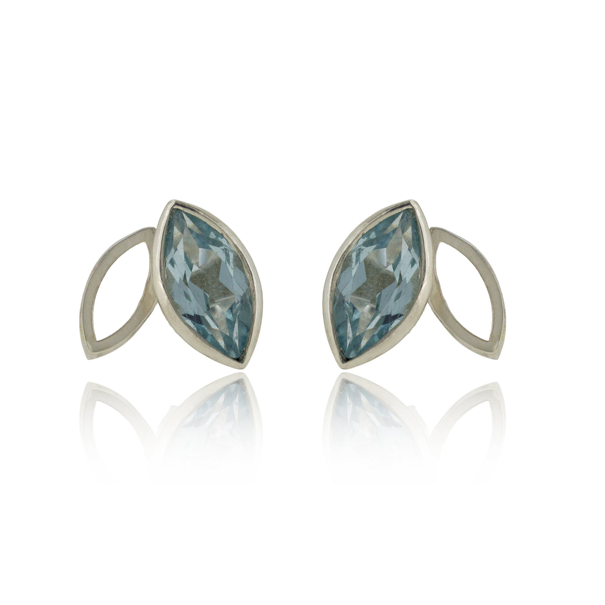 Facet line set with sky blue topaz necklace and earrings