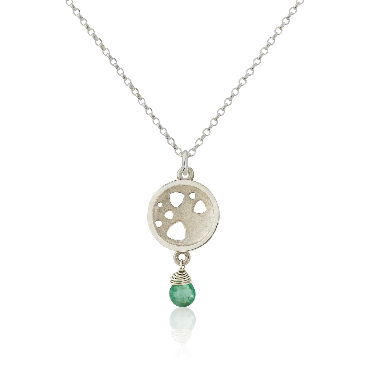 Kate Phipps Jewellery Scattered trillions necklace small silver and apatite briolette drop