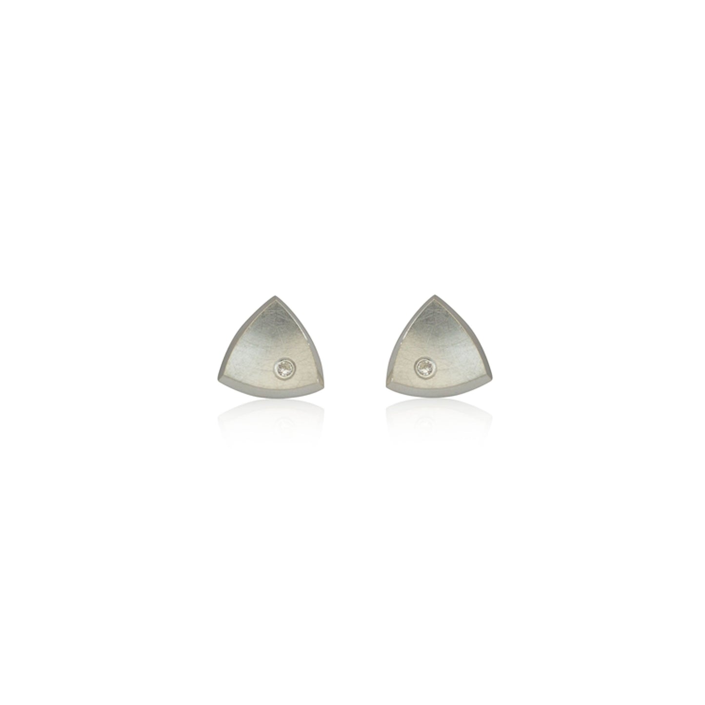 Kate Phipps Jewellery Trillion stud earrings medium silver and diamond front on