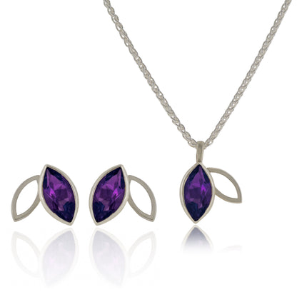 Facet line set with amethyst necklace and earrings