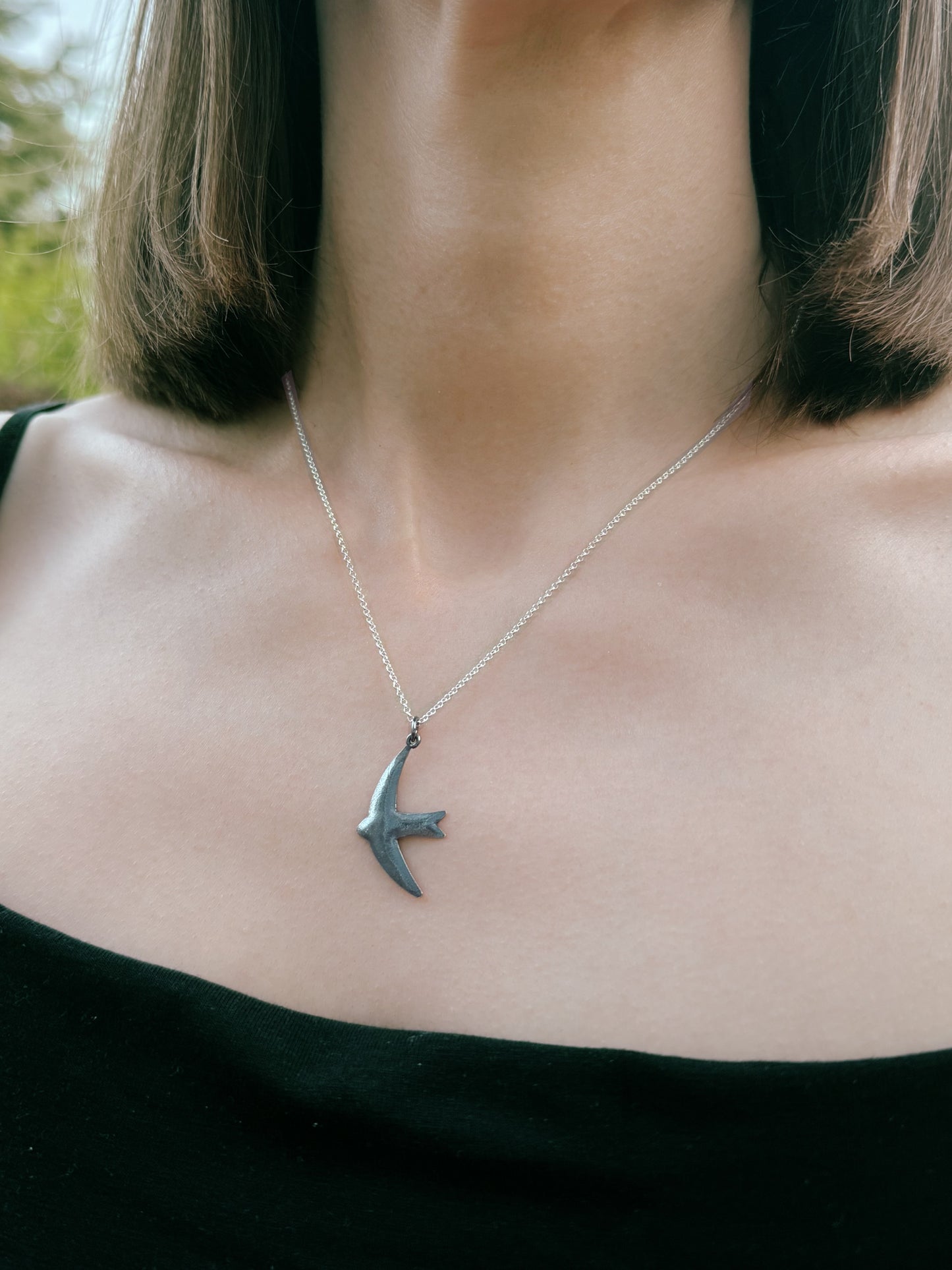 Mini swift bird necklace - oxidised