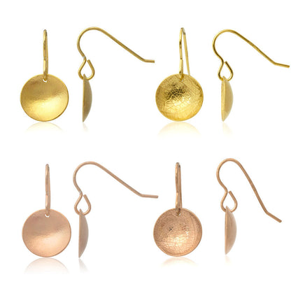 Kate Phipps Jewellery Domed circles drop earrings 4 18 carat rose gold plated silver and 22 carat yellow gold plated silver pairs product photo