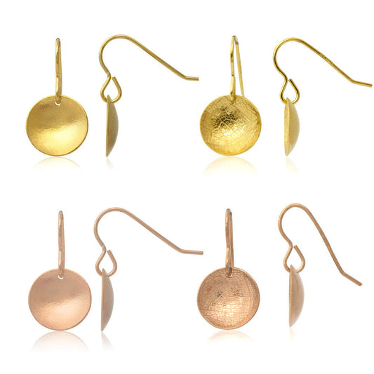 Kate Phipps Jewellery Domed circles drop earrings 4 18 carat rose gold plated silver and 22 carat yellow gold plated silver pairs product photo