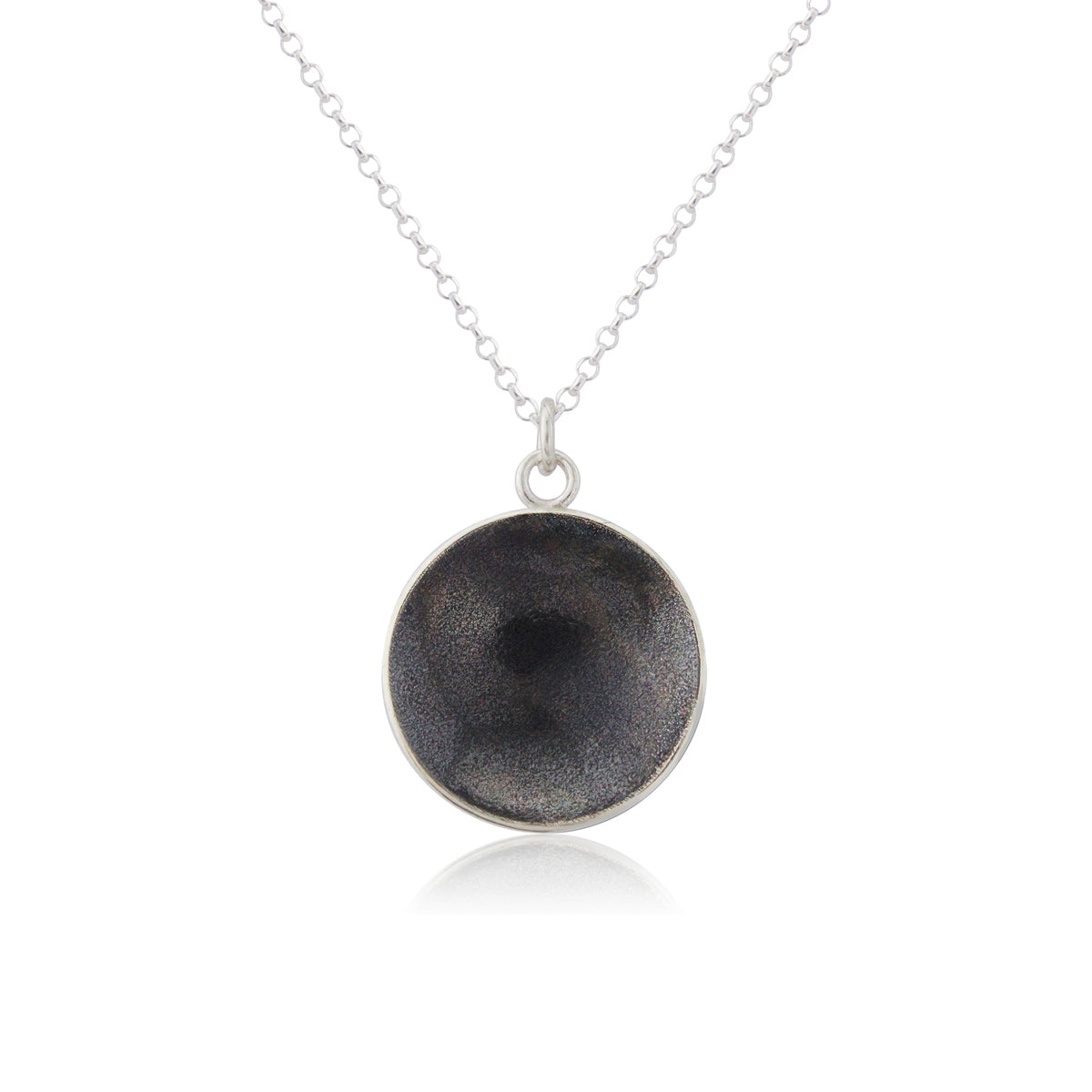 Kate Phipps Jewellery Domed circles necklace 21mm reversible oxidised silver concave side product photo