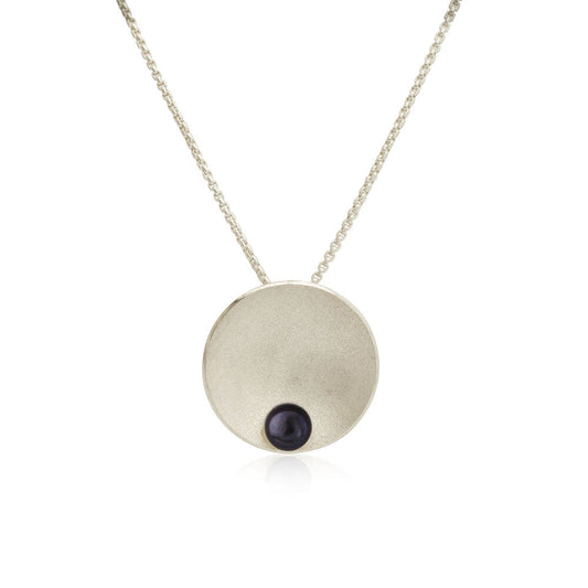 Kate Phipps Jewellery Domed circles necklace peacock pearl satin finish silver product photo