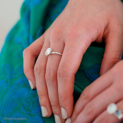 Kate Phipps Jewellery Domed circles ring medium polished silver model photo