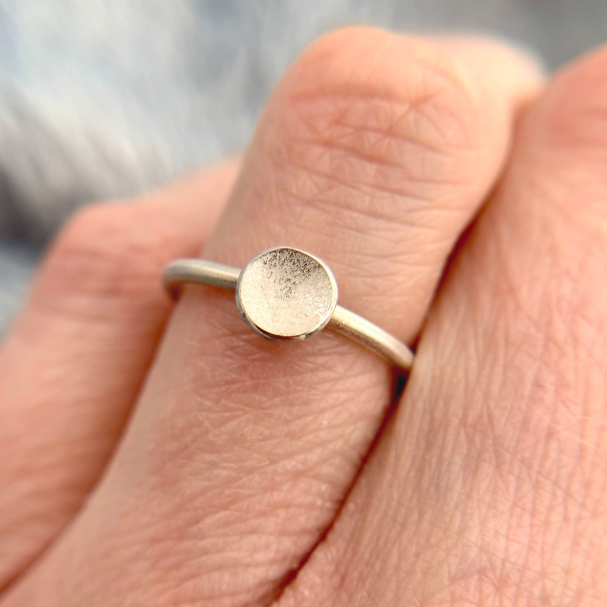 Kate Phipps Jewellery Domed circles ring small subtle polish finish silver model photo