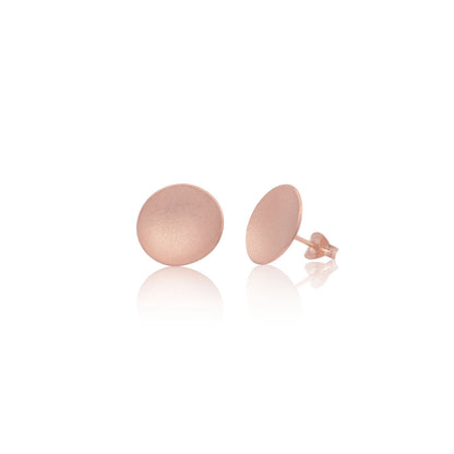 Kate Phipps Jewellery Domed circles stud earrings large 18 carat rose gold plated silver satin finish product photo