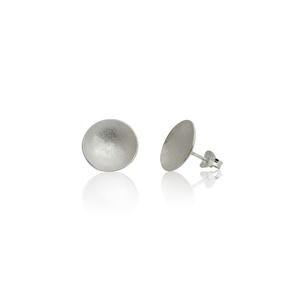Kate Phipps Jewellery Domed circles stud earrings large silver with subtle polish product photo