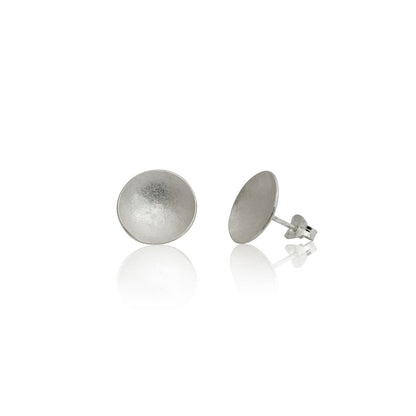 Kate Phipps Jewellery Domed circles stud earrings large silver with subtle polish product photo