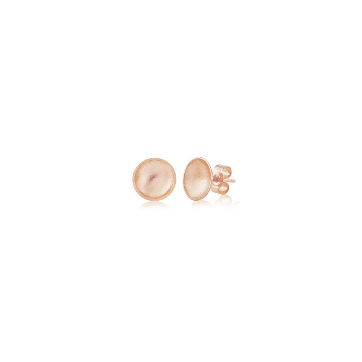 Kate Phipps Jewellery Domed circles stud earrings medium 18 carat rose gold plated silver satin finish