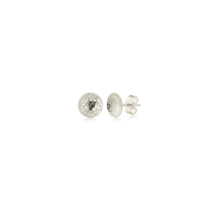 Kate Phipps Jewellery Domed circles stud earrings medium lace textured silver product photo