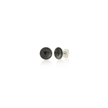 Kate Phipps Jewellery Domed circles stud earrings medium oxidised silver product photo