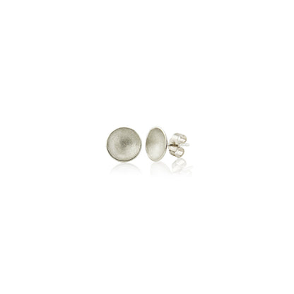 Kate Phipps Jewellery Domed circles stud earrings medium satin finish silver product photo