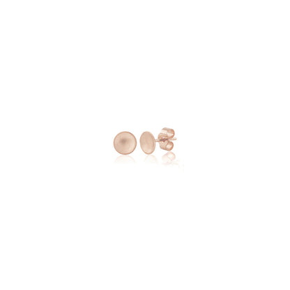 Kate Phipps Jewellery Domed circles stud earrings small 18 carat rose gold plated silver satin finish
