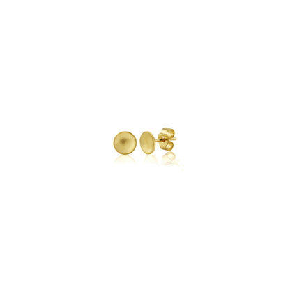 Kate Phipps Jewellery Domed circles stud earrings small 22 carat yellow gold plated silver satin finish