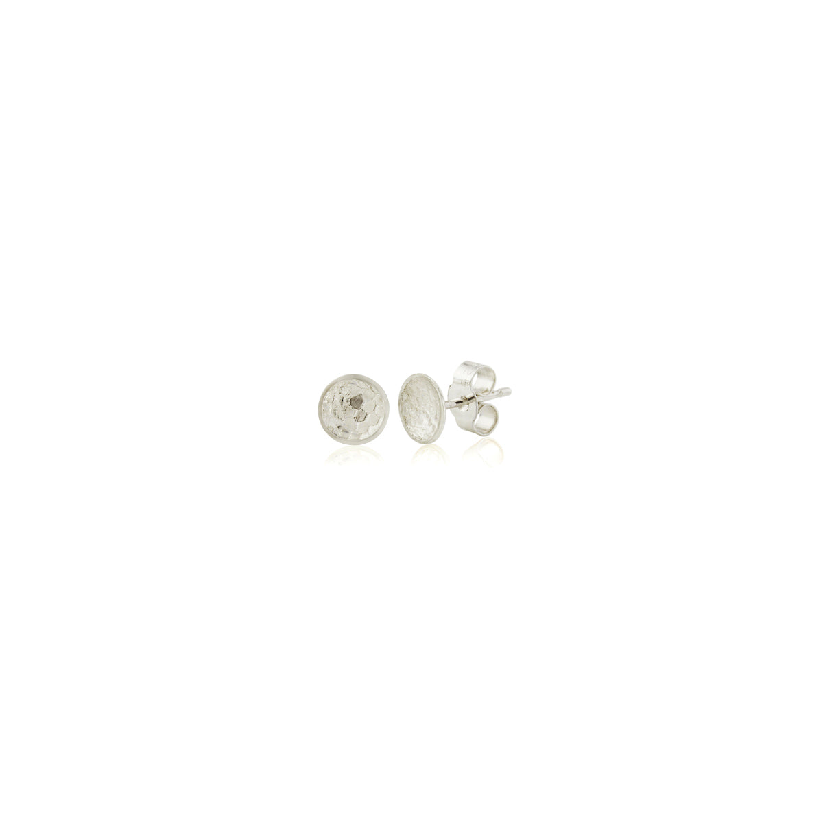Kate Phipps Jewellery Domed circles stud earrings small lace textured silver product photo