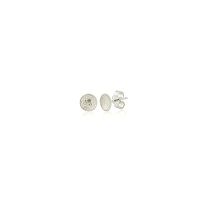 Kate Phipps Jewellery Domed circles stud earrings small lace textured silver product photo
