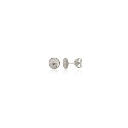 Kate Phipps Jewellery Domed circles stud earrings small leaf skeleton textured silver product photo