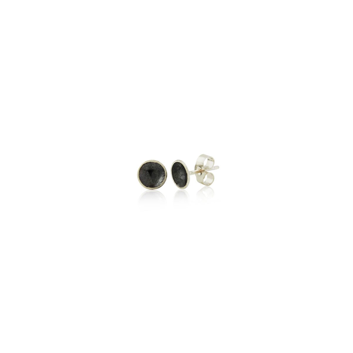 Kate Phipps Jewellery Domed circles stud earrings small oxidised silver product photo