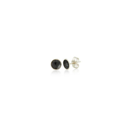 Kate Phipps Jewellery Domed circles stud earrings small oxidised silver product photo