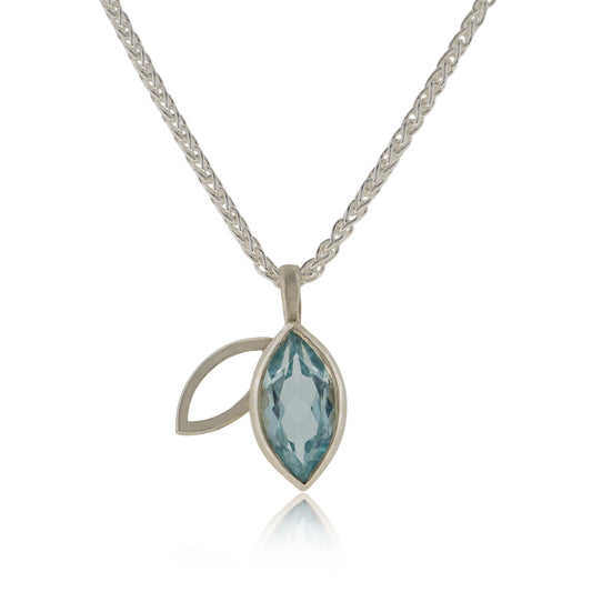 Facet line pendant with sky blue topaz