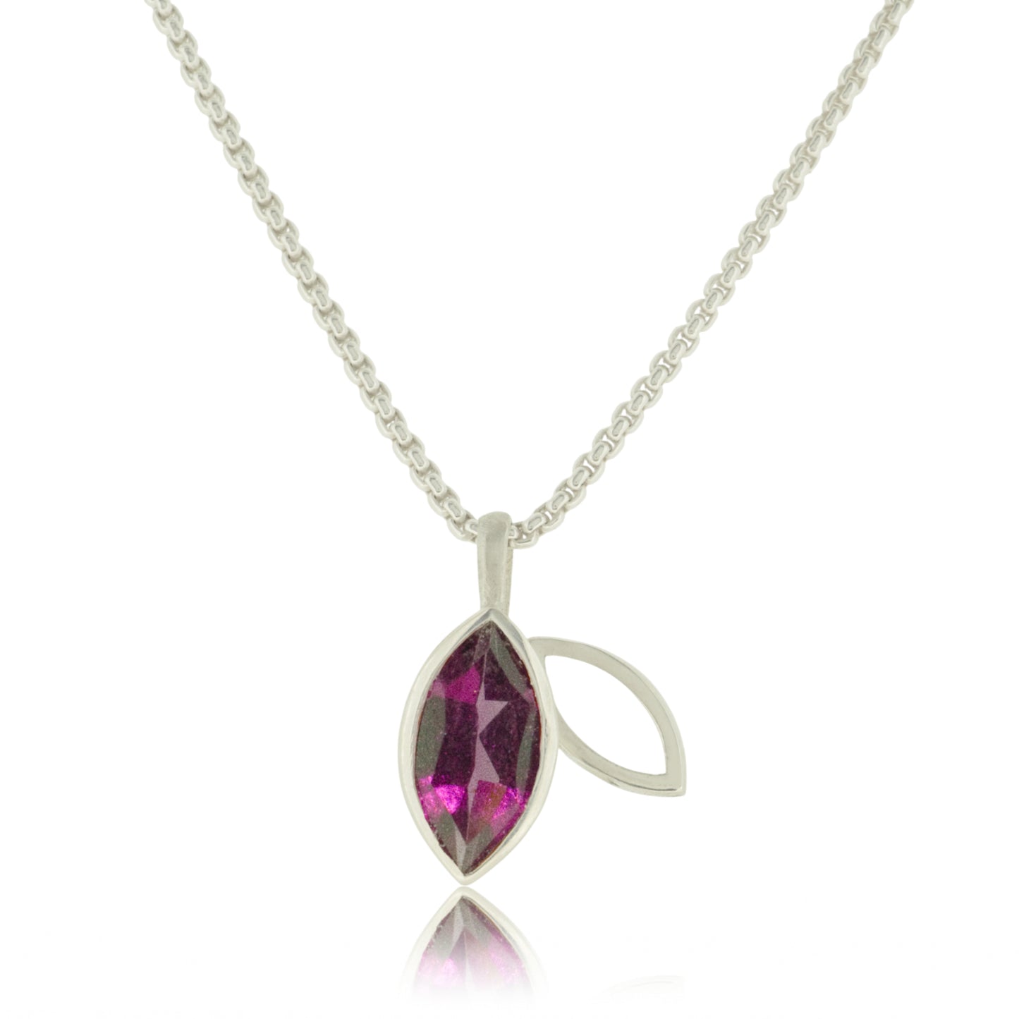 Facet line pendant with rhodolite garnet