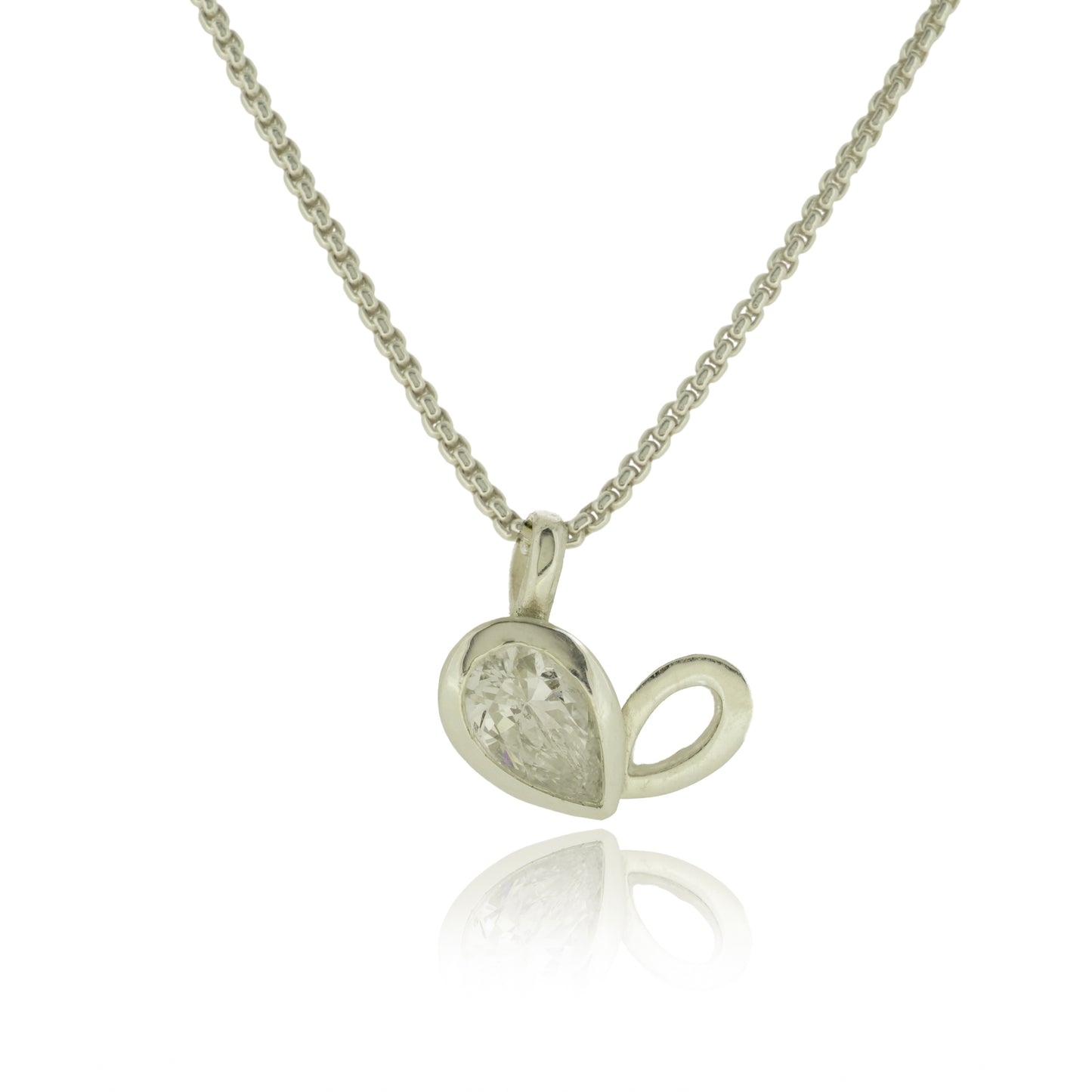 Facet line pendant with pear shaped cubic zirconia