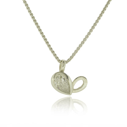 Facet line pendant with pear shaped cubic zirconia