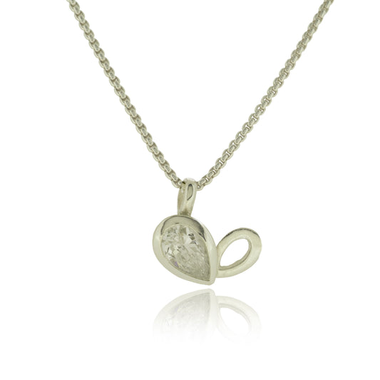 Facet line pendant with pear shaped cubic zirconia