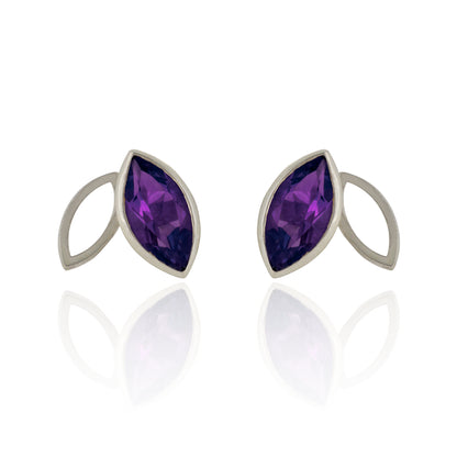 Facet line earrings with amethyst