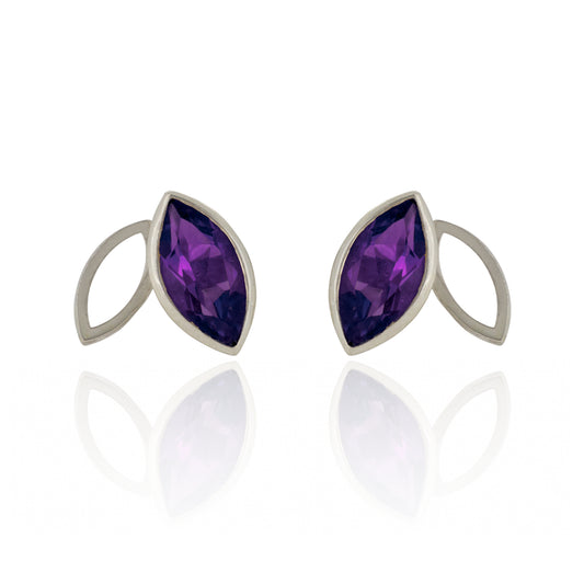 Facet line earrings with amethyst