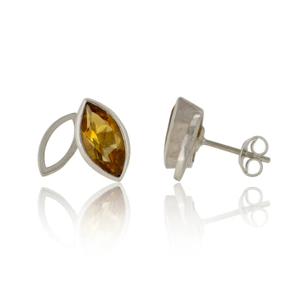 Facet line earrings with citrine