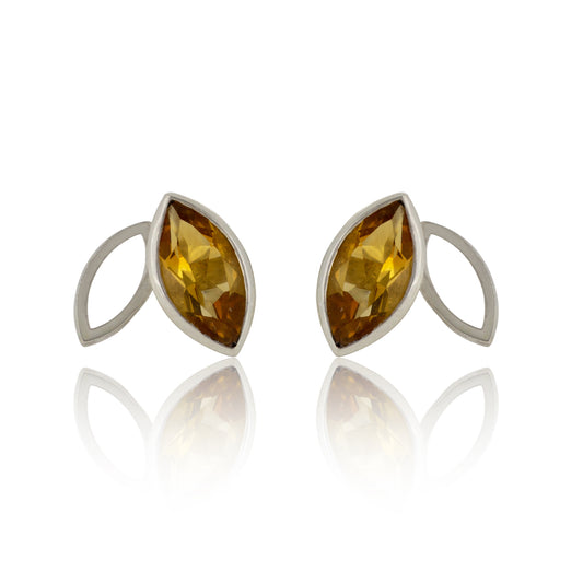 Facet line earrings with citrine