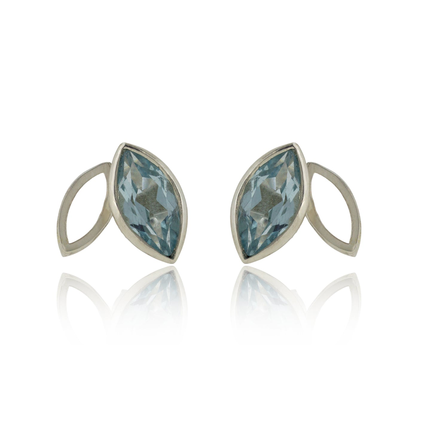 Facet line earrings with sky blue topaz