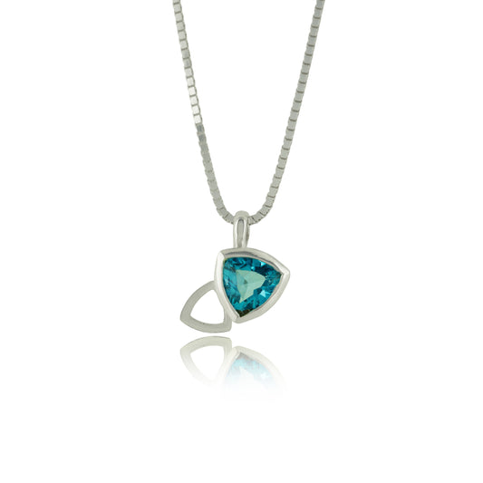 Facet line pendant with trillion shaped Swiss blue topaz