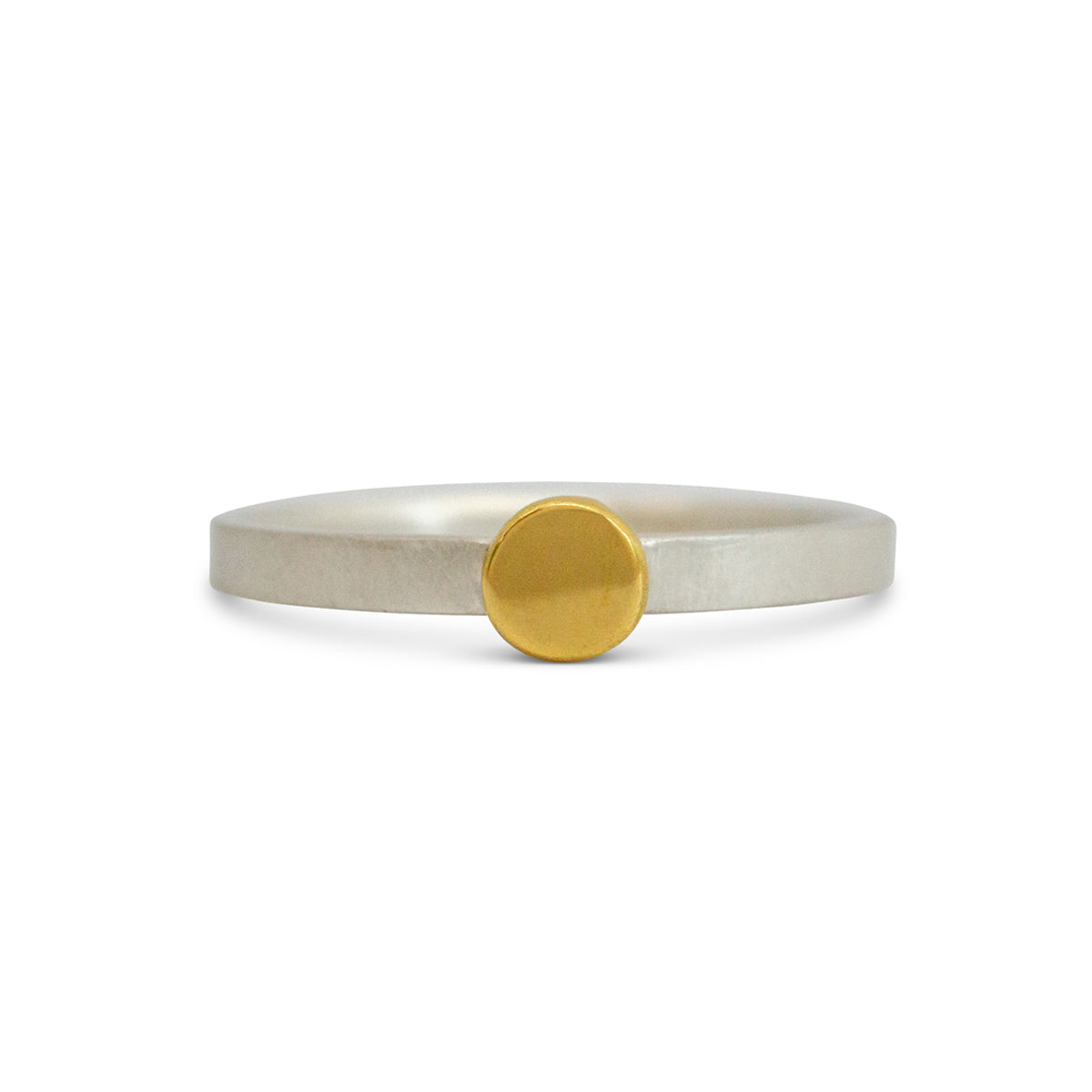 Kate Phipps Jewellery Nugget ring 18 carat yellow gold nugget 4mm on silver band