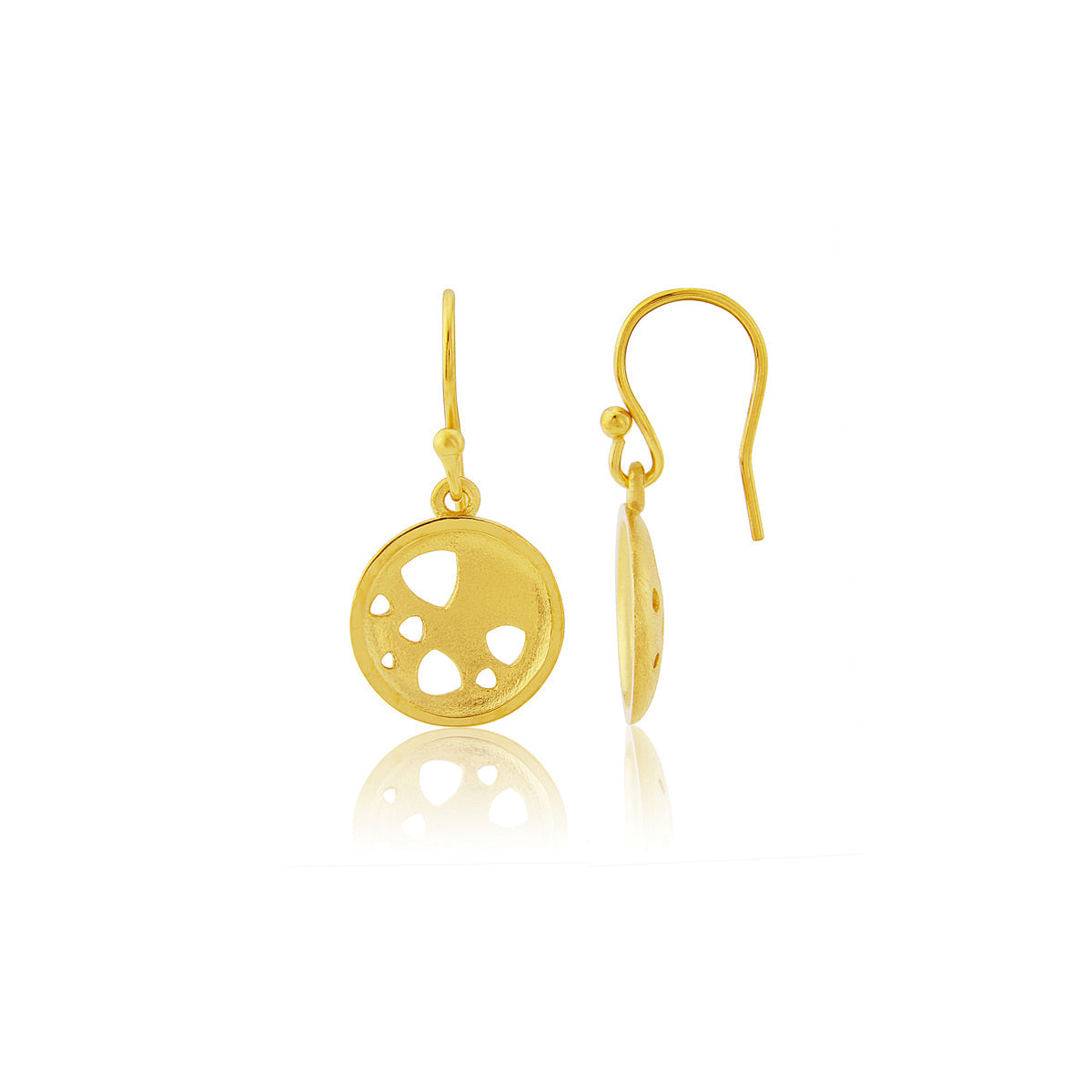 Kate Phipps Jewellery Scattered trillions drop earrings 22 carat yellow gold plated silver product photo
