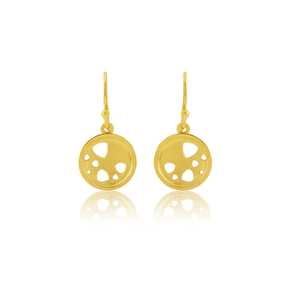 Kate Phipps Jewellery Scattered trillions drop earrings 22 carat yellow gold plated silver front on product photo