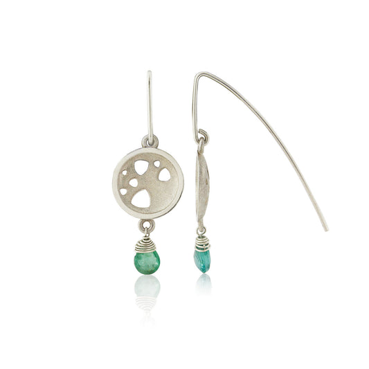 Kate Phipps Jewellery Scattered trillions drop earrings silver with apatite briolette drops product photo