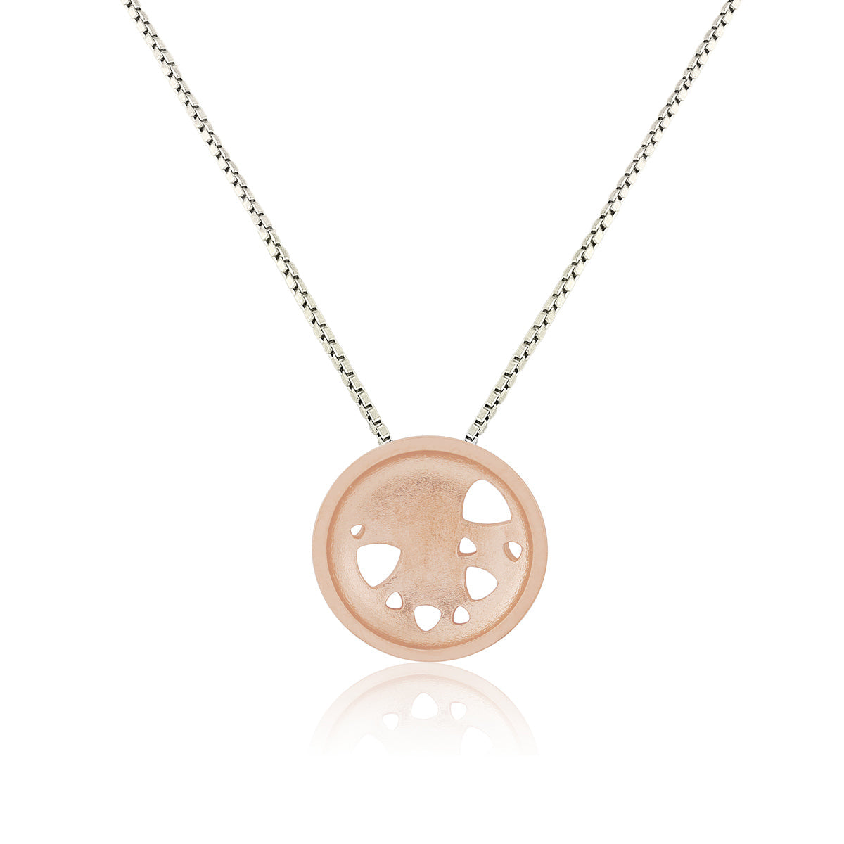 Kate Phipps Jewellery Scattered trillions necklace medium 18 carat rose gold plated silver on silver chain