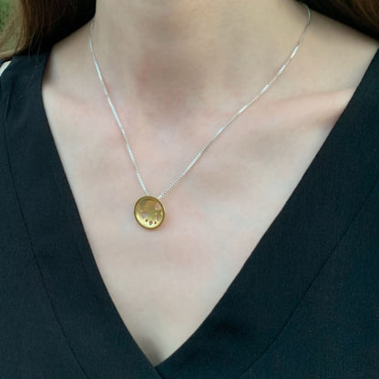 Kate Phipps Jewellery Scattered trillions necklace medium 22 carat yellow gold plated silver model photo