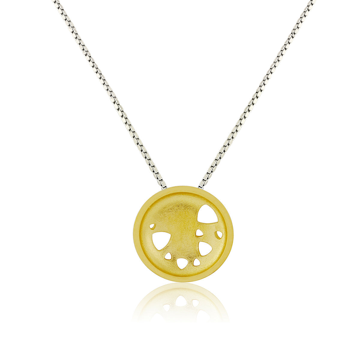 Kate Phipps Jewellery Scattered trillions necklace medium 22 carat yellow gold plated silver on silver chain