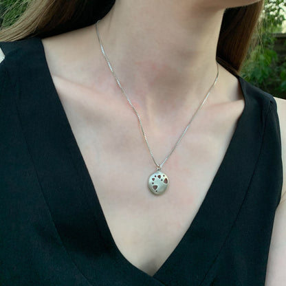 Kate Phipps Jewellery Scattered trillions necklace medium oxidised silver convex silver side model photo