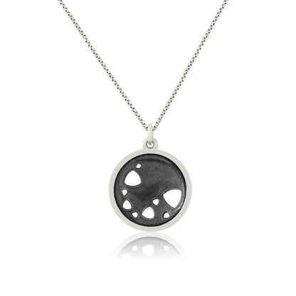 Kate Phipps Jewellery Scattered trillions necklace medium oxidised silver reversible pendant concave side
