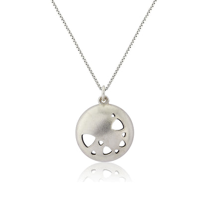 Kate Phipps Jewellery Scattered trillions necklace medium oxidised silver reversible pendant convex silver side