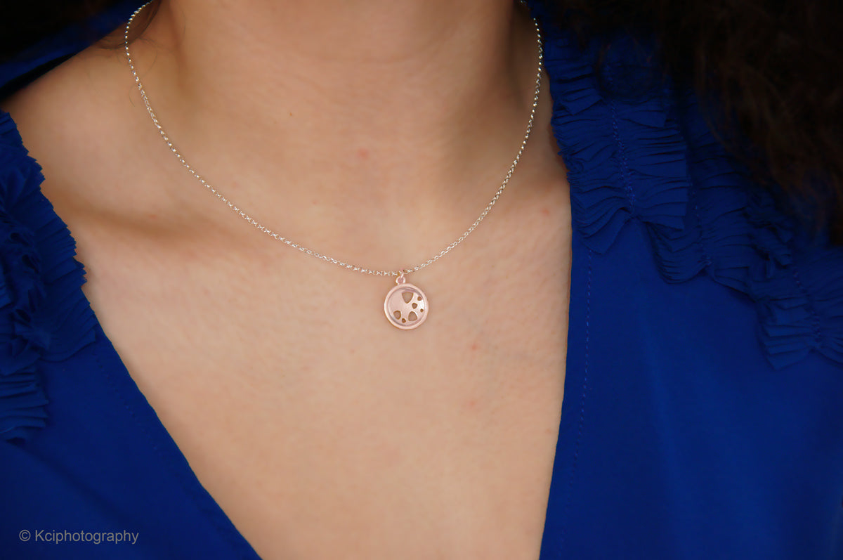 Kate Phipps Jewellery Scattered trillions necklace small 18 carat rose gold plated silver model photo 