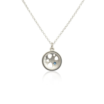 Kate Phipps Jewellery Scattered trillions necklace small silver with flush set blue sapphire