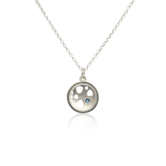 Kate Phipps Jewellery Scattered trillions necklace small silver with flush set blue sapphire